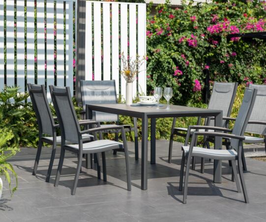 Garden FurnitureLifestyle Garden Urbanite Panama Metallic Grey 6 Seat Dining SetMaize / Stone