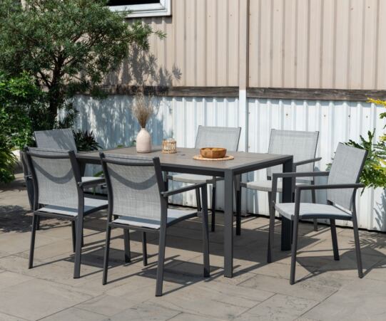 Garden FurnitureLifestyle Garden Urbanite Metallic Grey 6 Seat Dining Setmetal
